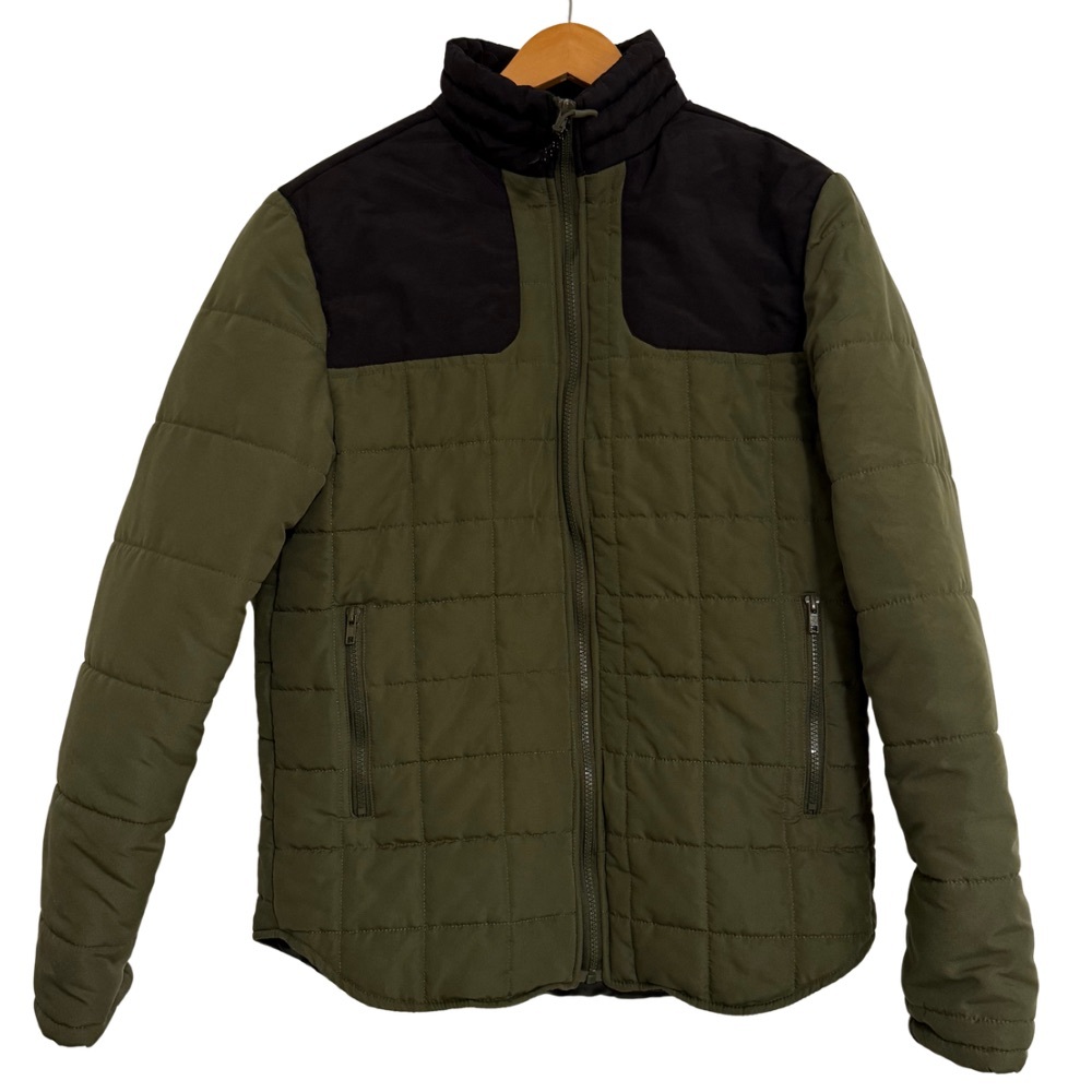 Nomad Men’s Quilted Zip Puffer Jacket, Olive & Black, Size Large, Winter Coat